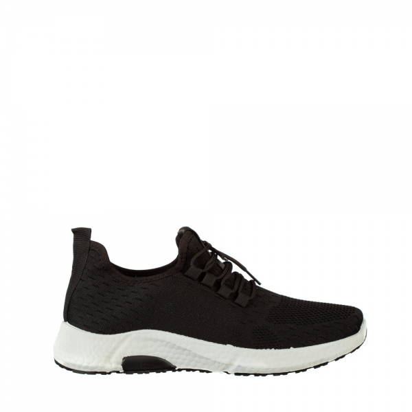 Ανδρικά αθλητικά παπούτσια  μαύρα  με  λευκό  από ύφασμα   Torro, 2 - Kalapod.gr
